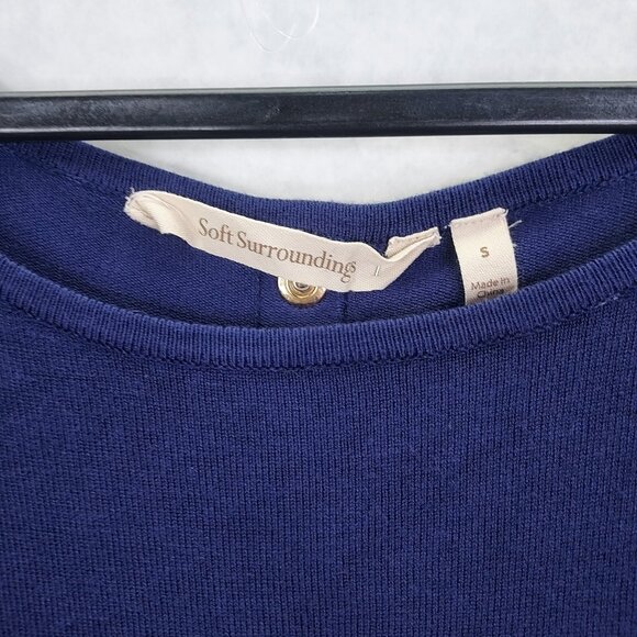 Soft Surroundings Trieste Sweater Small Long Sleeve Tunic Back Snap Accent Navy - Picture 5 of 12
